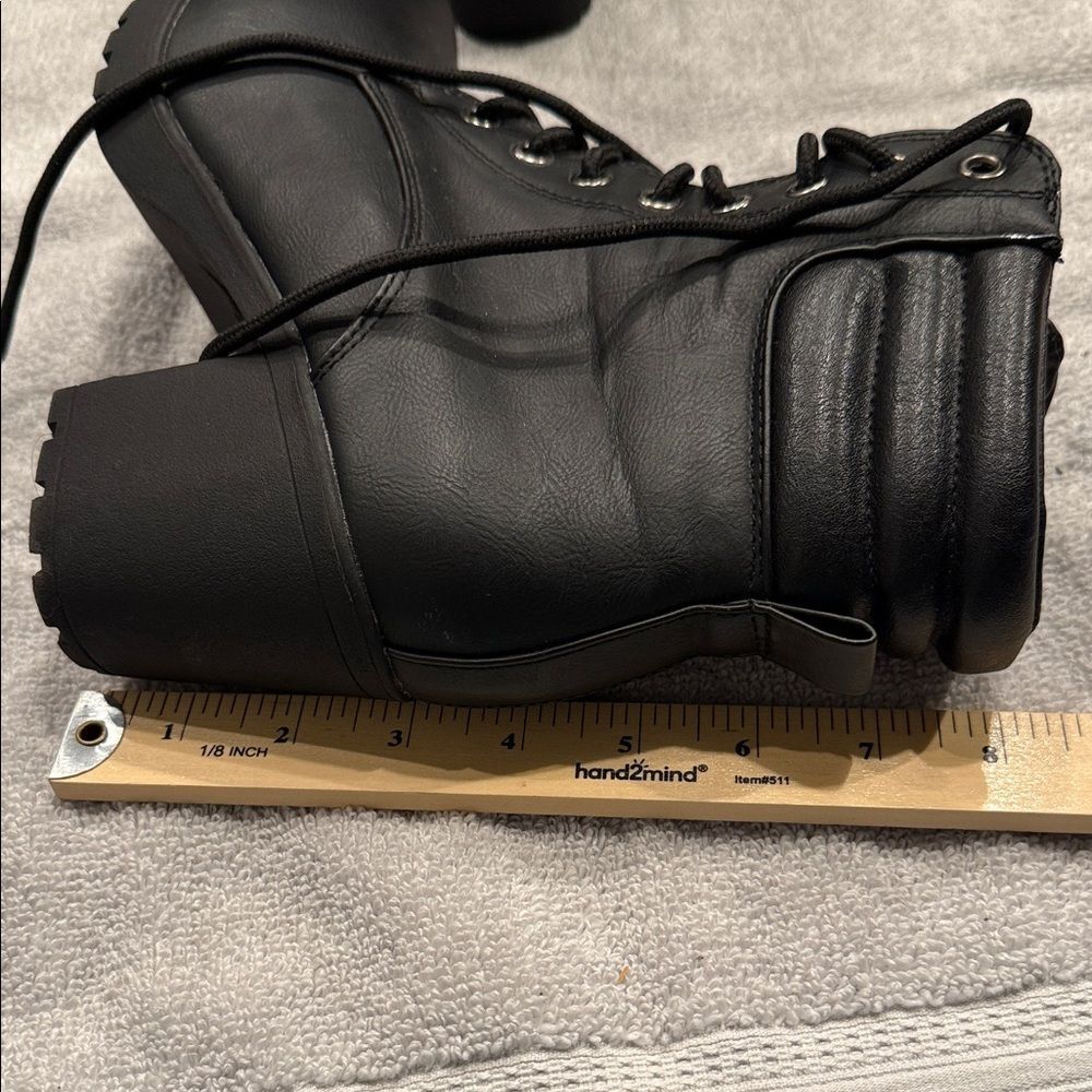 Forever 21 Black Lace-Up Chunky Heel Boots - Picture 6 of 6